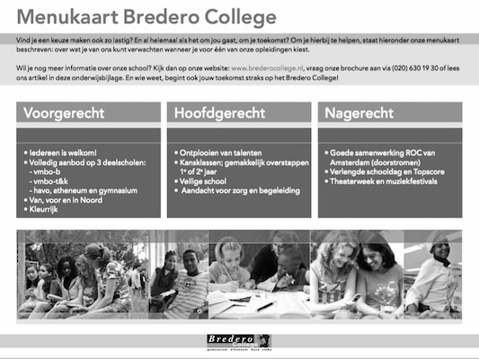 Menukaart Bredero College